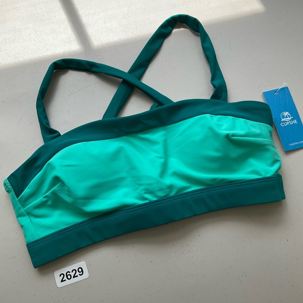 Cupshe Teal Women's Bikini Top